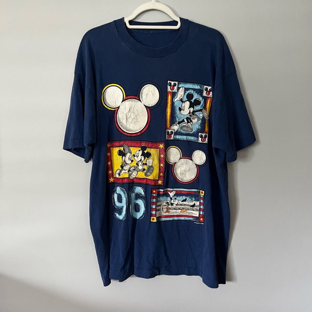 Vintage Disney Mickey Mouse American Flag USA Patriotic Graphic T-Shirt 90s Y2K